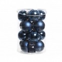 Hanging glass Christmas balls 8 cm Blue. Set of 16