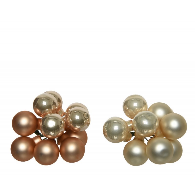 Grappe de 10 boules de Noël en perles 2 cm. Pièce unique