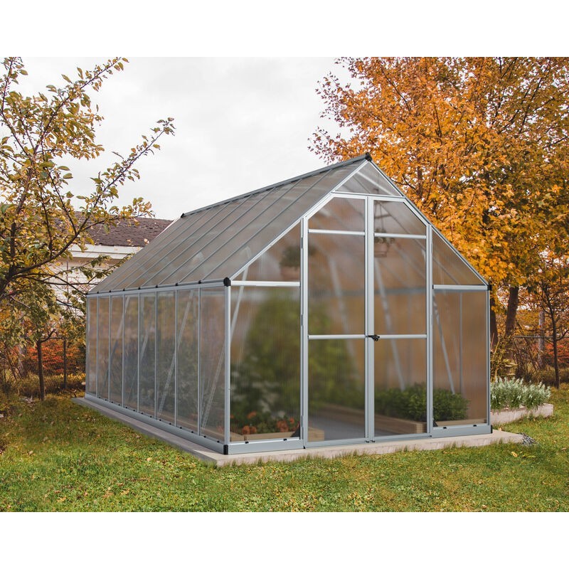 Canopia Serre de Jardin Double Couche Essence en Polycarbonate 487x244x229 cm Argenté