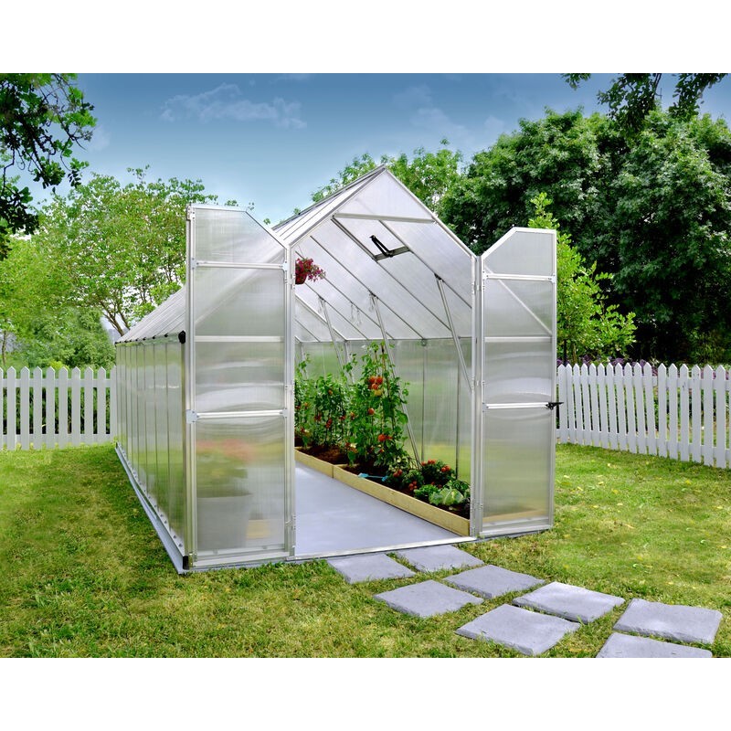 Canopia Serre de Jardin Double Couche Essence en Polycarbonate 487x244x229 cm Argenté