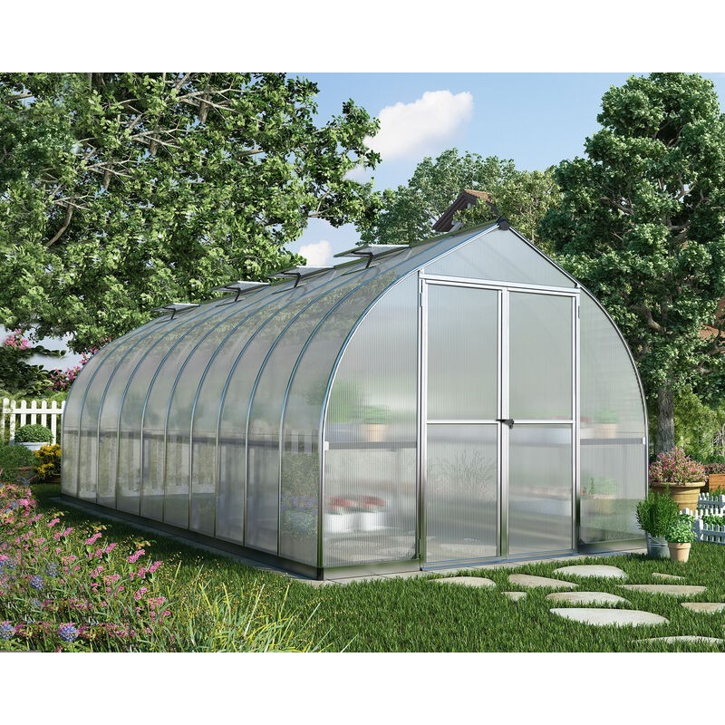 Canopia Beautiful Double Layer Garden Greenhouse in Polycarbonate 613X244X219 cm Silver