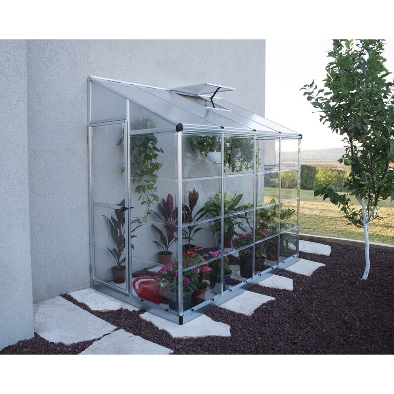 Canopia Lean-To Garden Greenhouse in Silver Polycarbonate 244X124X225 cm Hybrid