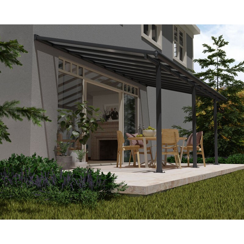 Canopia Olympia Lean-to Pergola in Aluminum 3X6.2 m Grey