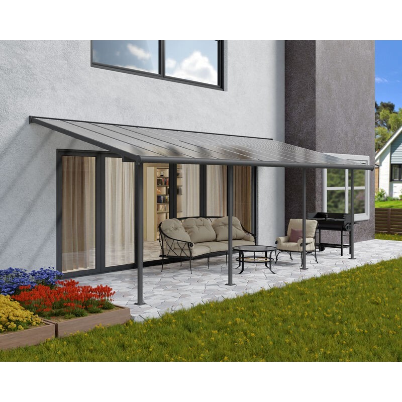 Canopia Pergola Adossée Sierra en Aluminium 3X7,4 m Gris