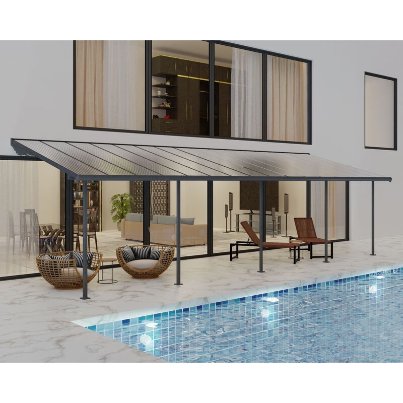 Canopia Pergola Adossée Sierra en Aluminium 3X9,2 m Gris