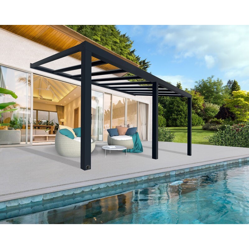 Canopia Stockholm Premium Aluminum Leaning Pergola 3.4X6 m Transparent