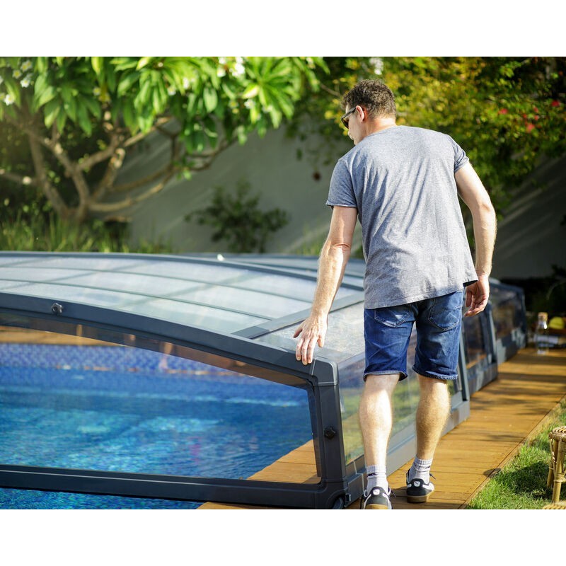 Canopia Majorque Couverture Télescopique en Polycarbonate et Aluminium pour Piscine 6X4 m