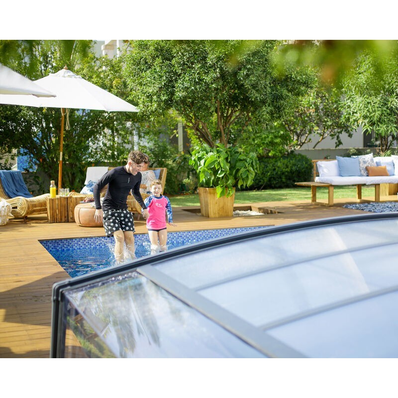 Canopia Majorque Couverture Télescopique en Polycarbonate et Aluminium pour Piscine 8X4 m