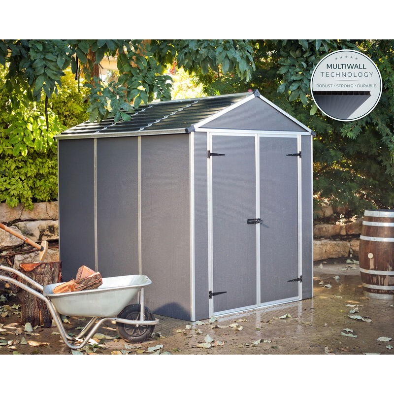 Canopia Rubicon Garden Shed in Ultra Resistant Polycarbonate 229X185X217 cm Dark Gray