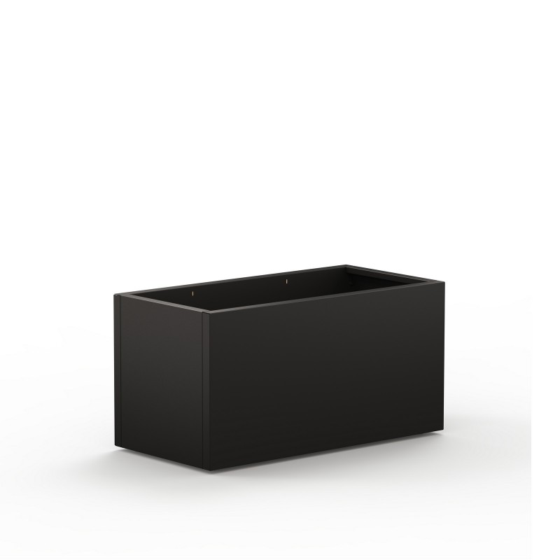 Jardinière Herstera DECO PLANTER en Métal Noir et Bois 100x50x50 cm