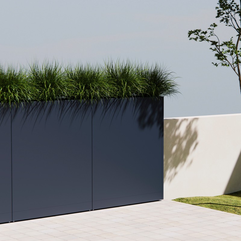 Herstera PLANTER DIVIDER 40 High Planter in Anthracite Metal 100x40x115 cm