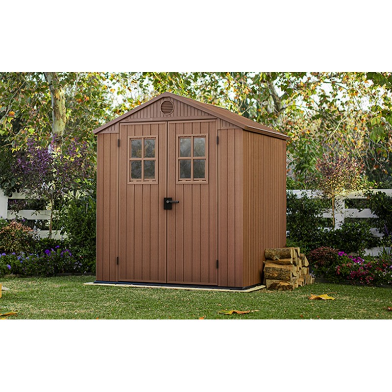 Keter Resin Garden Shed DARWIN 6x6 Wood with Front Windows