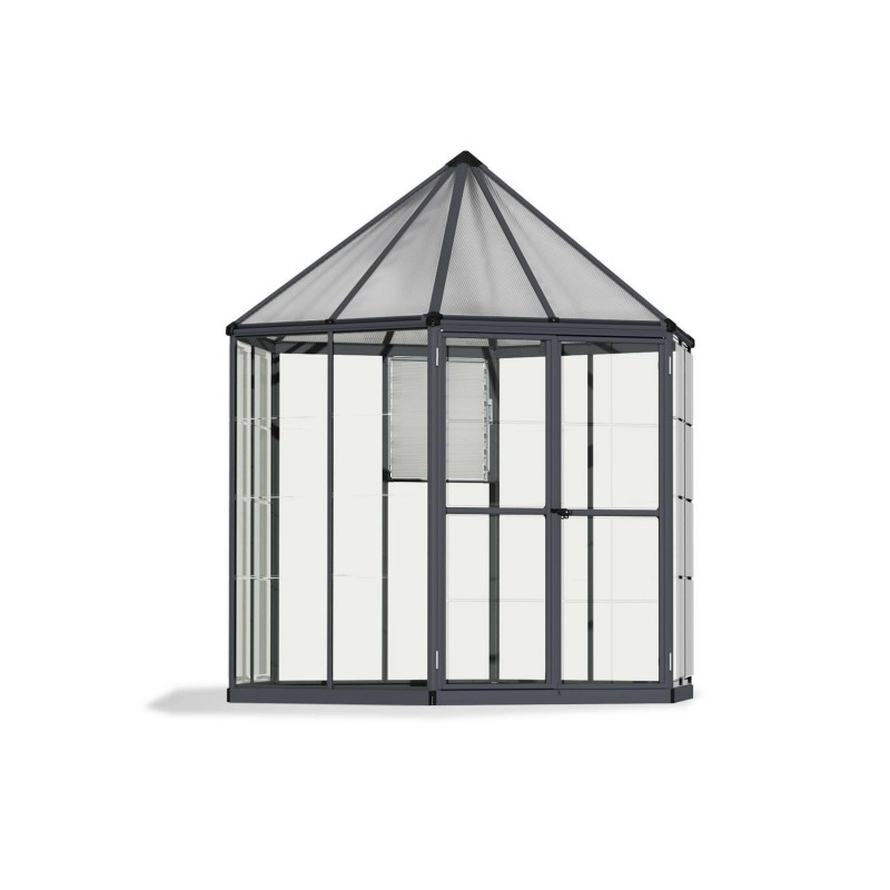 Canopia Serre de Jardin Oasis en Polycarbonate Hexagonal 247X213X267 cm Gris