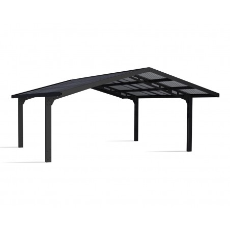 Canopia Sydney Carport Doppio Tetto Spiovente in Alluminio 6 X 6 m Nero