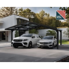 Canopia Sydney Carport Doppio Tetto Spiovente in Alluminio 6 X 6 m Nero