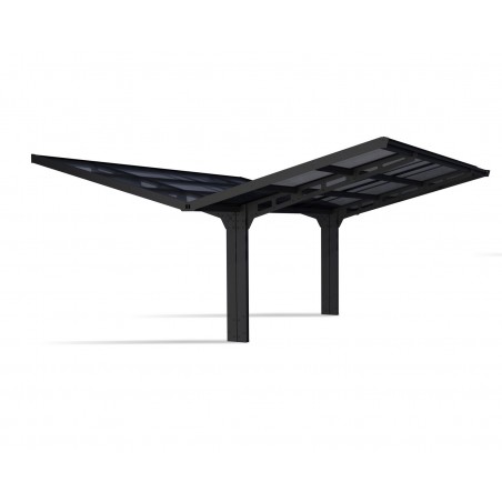 Canopia Sydney Carport Doppio Tetto a V in Alluminio 6 X 6 m Nero