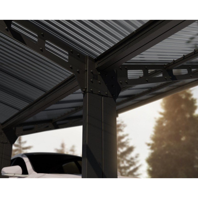 Canopia Sydney Carport Double V-Roof Aluminum 6 x 6 m Black