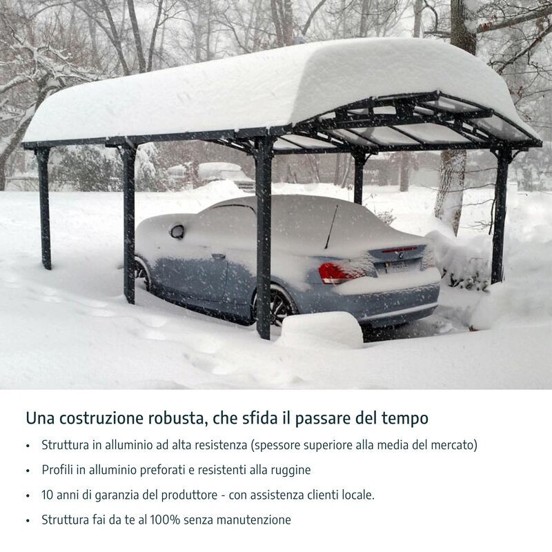 Canopia Sydney Carport Doppio Tetto a V in Alluminio 6 X 6 m Nero