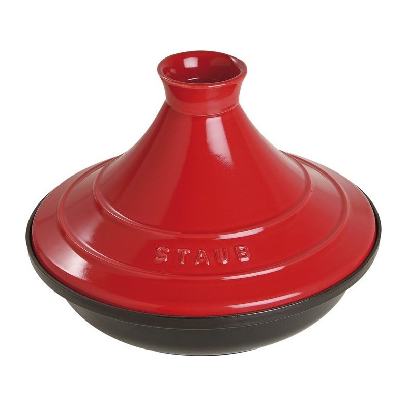 Tajine en fonte 28 cm rouge avec couvercle en céramique