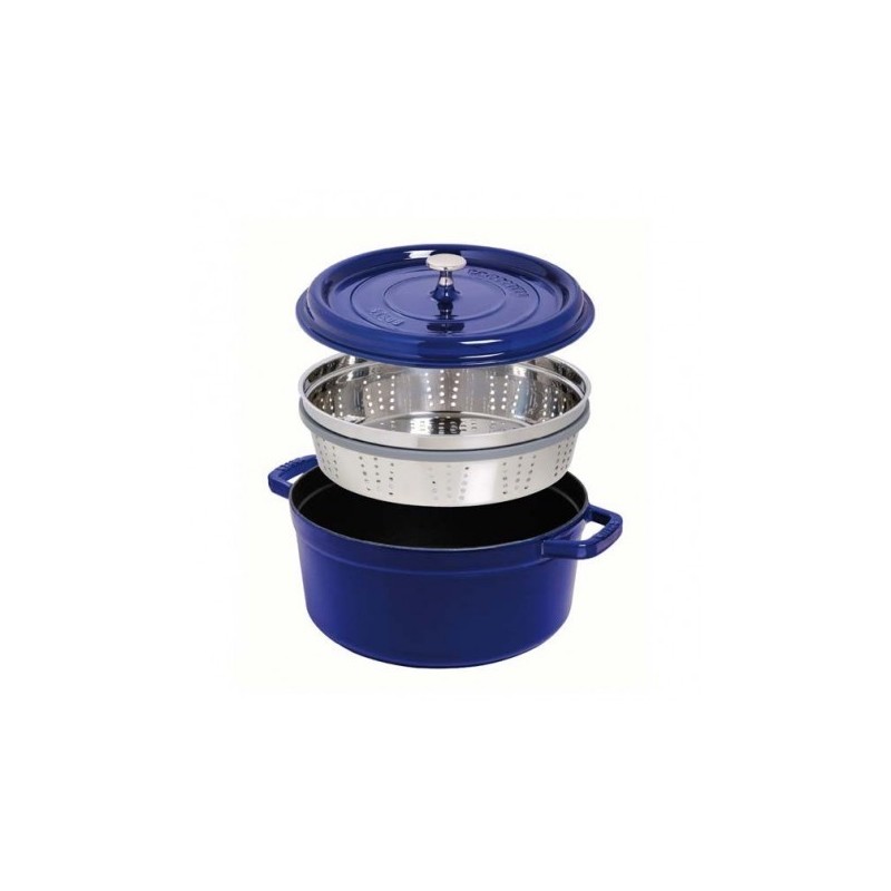 Cocotte con Cestello 26 cm Blu Scura in Ghisa