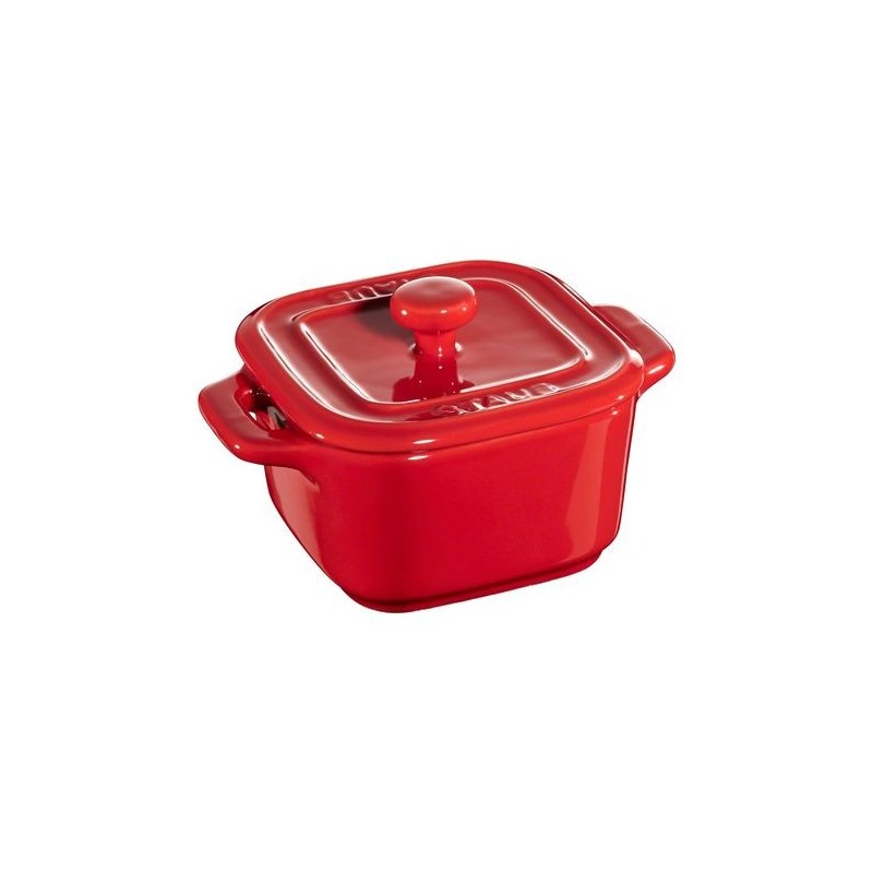 Mini Cocotte Quadra 8 cm Red Set of 2 in Ceramic