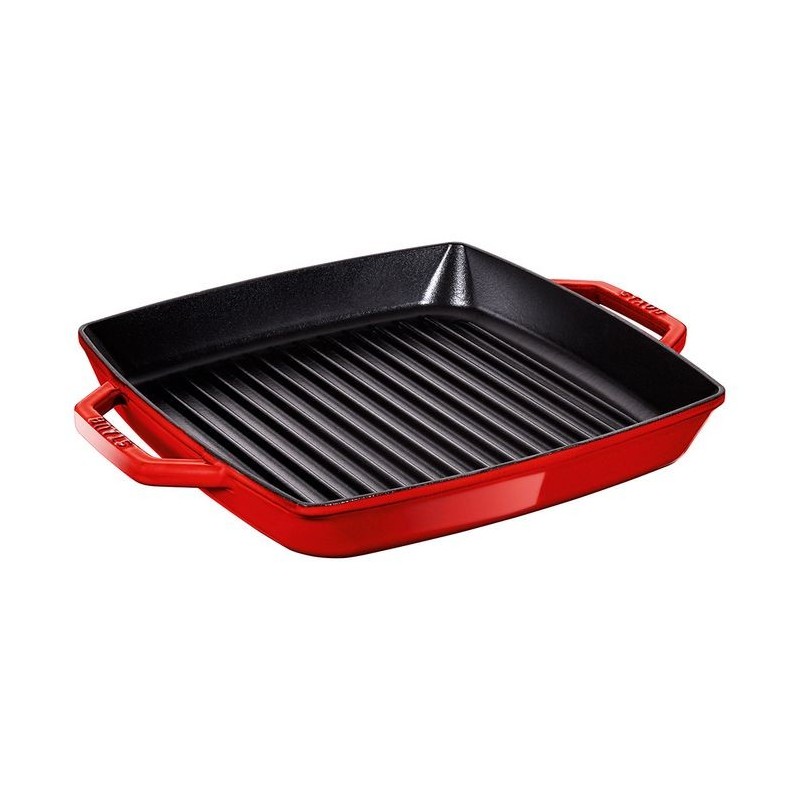 Cast Iron Grid 2 Handles 28 x 28 cm Red