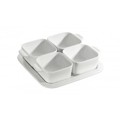 Aperitif Set 19 x 19 cm White Set of 5 in Ceramic