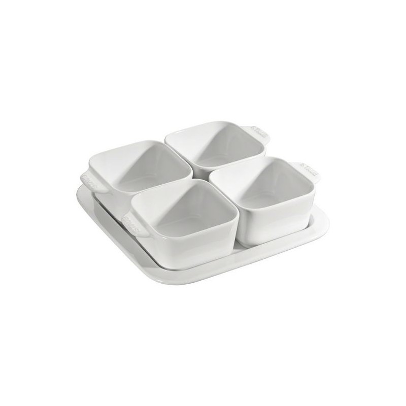 Aperitif Set 19 x 19 cm White Set of 5 in Ceramic