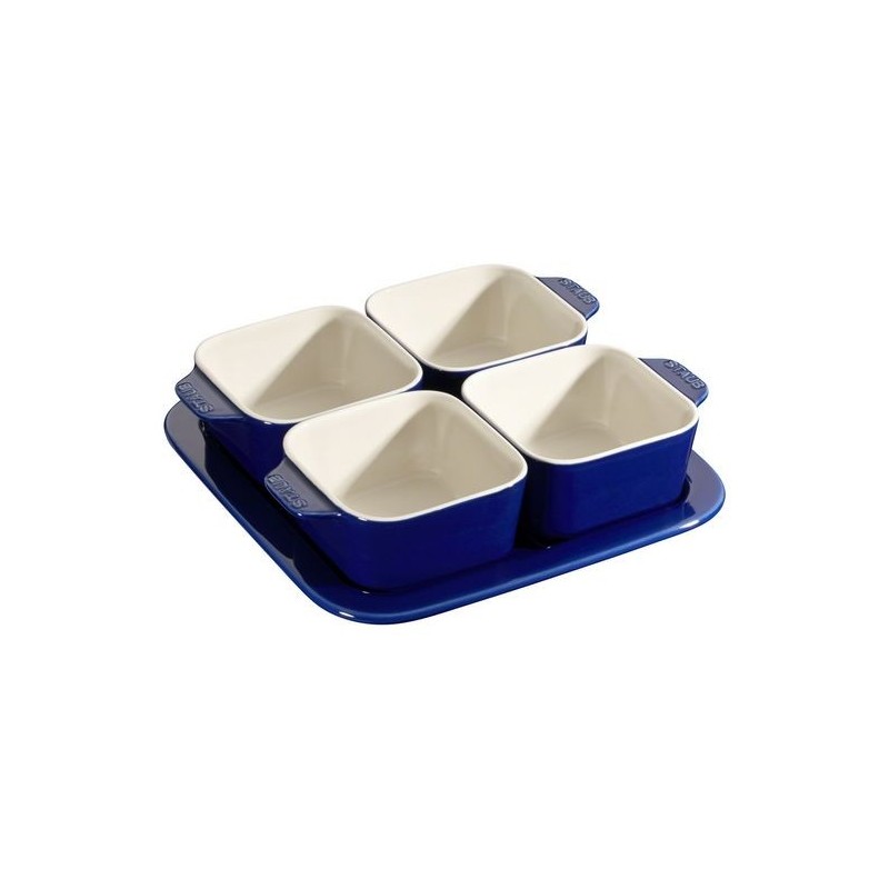 Ceramic Aperitif Set 19 x 19 cm Dark Blue Set of 5