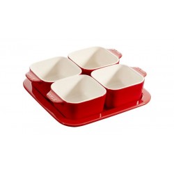 Aperitif Set 19 x 19 cm Red Set of 5 in Ceramic