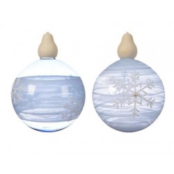 Hanging Ball with Blue Snowflakes 10 cm. Single piece