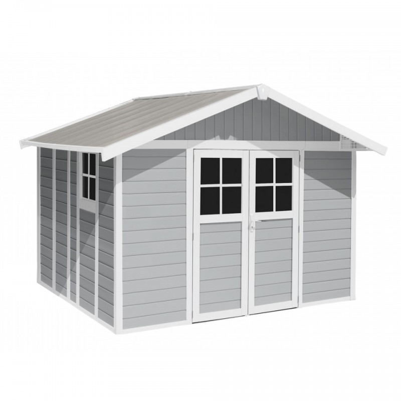 Garden Shed in Resin DECO 11 LIGHT GRAY Grosfillex