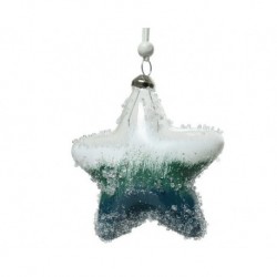 Artic Blue hanging glass star dim 10 cm Box of 2