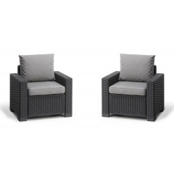 Keter 2 Armchairs With Armrests CALIFORNIA Graphite