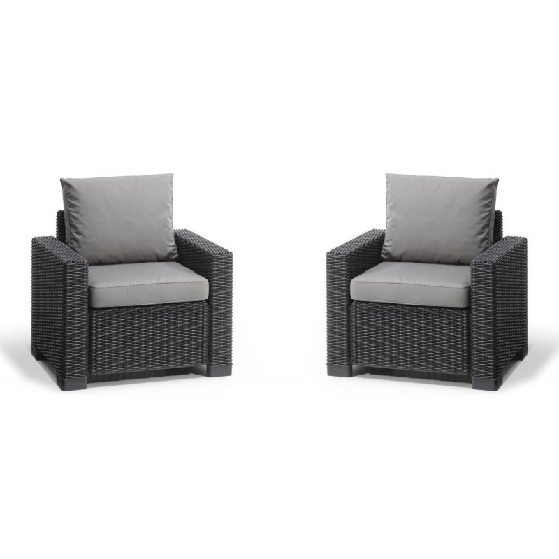 Keter 2 Armchairs With Armrests CALIFORNIA Graphite