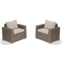 Keter 2 Armchairs With Armrests CALIFORNIA Cappuccino