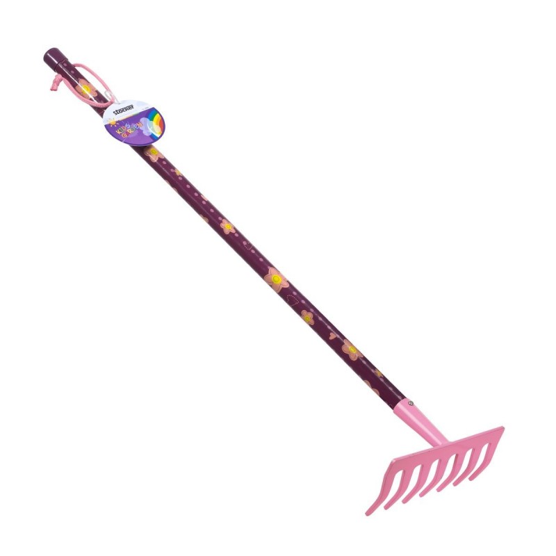 Stocker Rake 78 cm 7 teeth pink color KIDS GARDEN