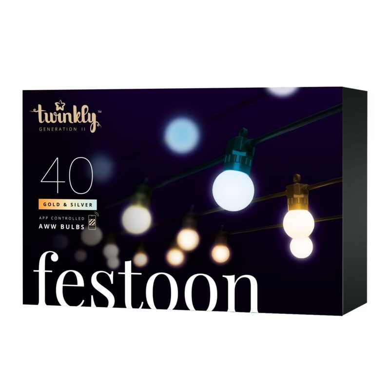 Twinkly FESTOON Party Lights 20 m 40 Balls AWW BT + WiFi