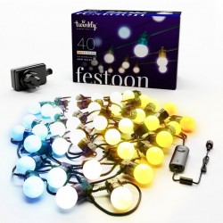 Twinkly FESTOON Luci per Festa 20 m 40 Sfere AWW BT + WiFi