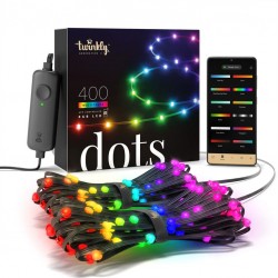 Twinkly DOTS Striscia 20 m 400 Led RGB BT + WiFi Cavo Nero