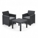 Keter Set 2 Armchairs + Open Table EMMA BALCONY Graphite PRODUCT WITH DEFECTS