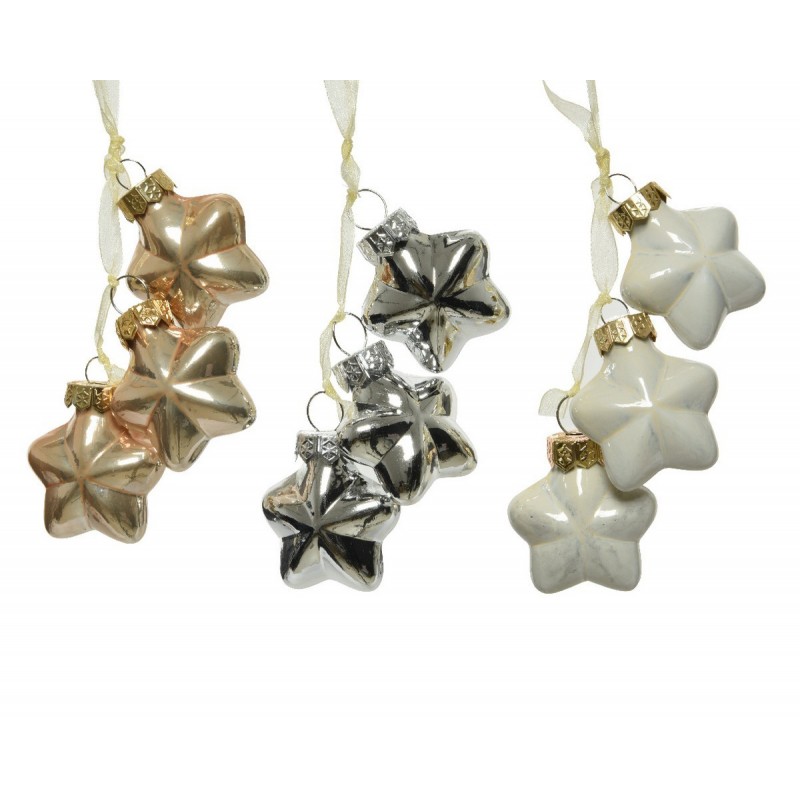 Glass star 4 cm. Set of 3.