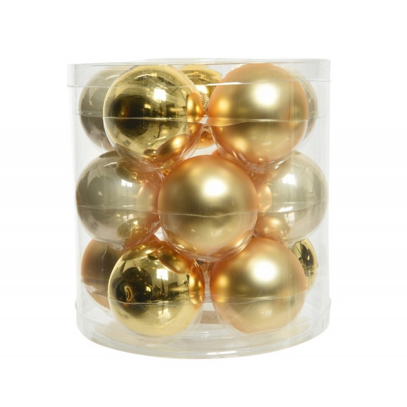 Palline di Natale in vetro da appendere 6 cm Oro e Perla. Set 15