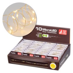 Catena 10 MicroLED BIANCO CALDO 1,5mm versione PDQ Luce Fissa a