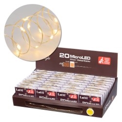 Catena 20 MicroLED BIANCO CALDO 1,5mm versione PDQ Luce Fissa a