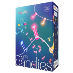 Twinkly CANDIES Smart Candle Christmas Lights 100 RGB LEDs II Generation Transparent Cable