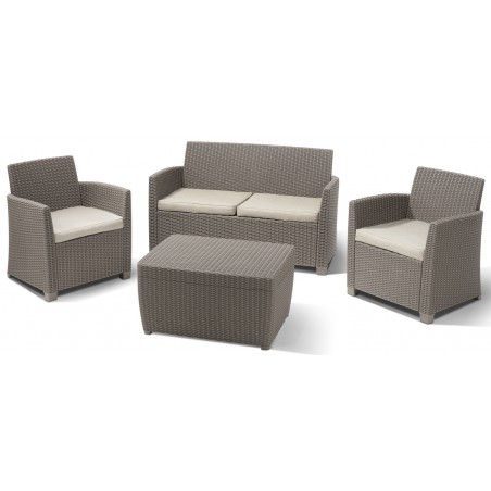 Keter Set Lounge MIA Cappuccino Sofa + 2 Armchairs + Storage Table