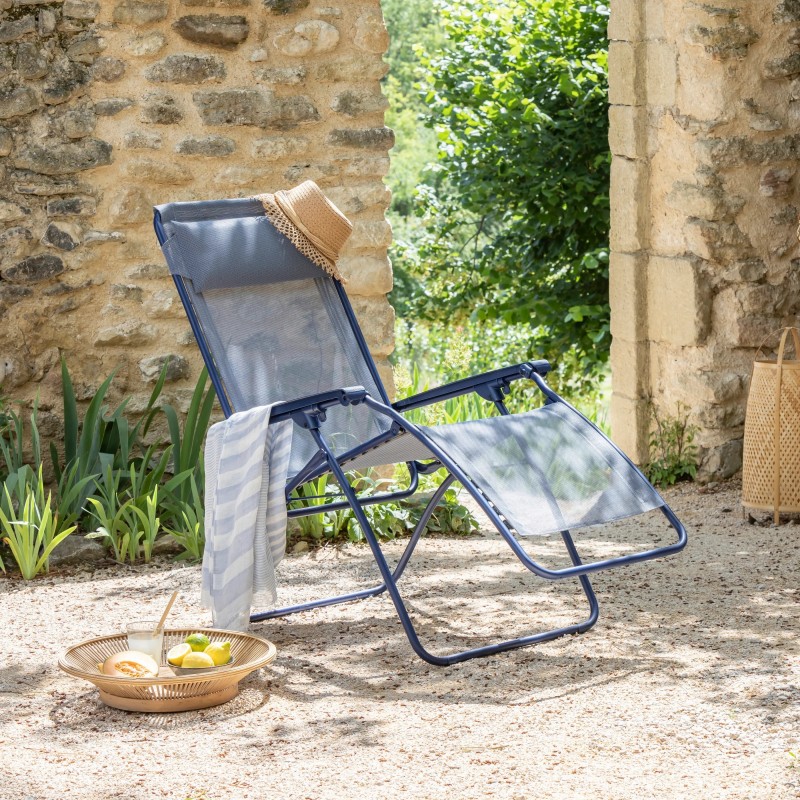 Reclining Armchair Deckchair R CLIP LaFuma LFM5169 Indigo