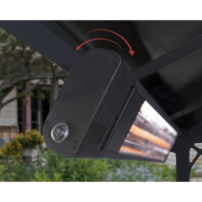 Canopia Outdoor Infrared Heater in Carbon Fiber IP65 with Wall Mounting