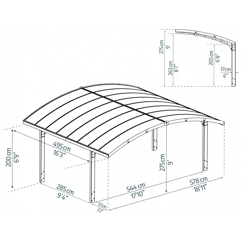 Canopia Arizona Breeze Double Carport in Aluminum 6 x 5 m